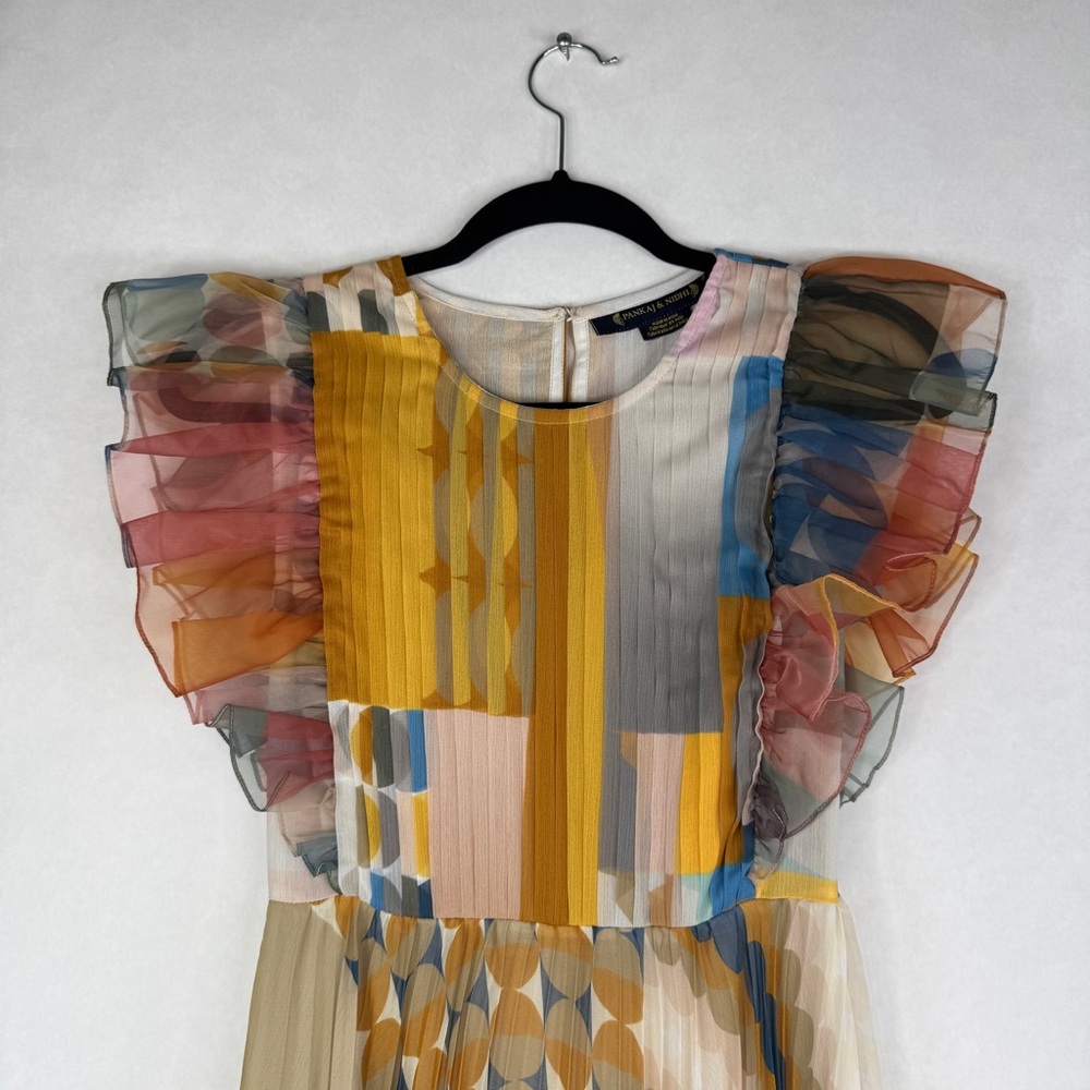 PANKAJ & NIDHI Norma Pleated Maxi Dress - Sz 0 - Picture 6 of 13